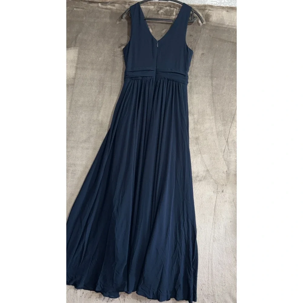 Lulus Thoughts of Hue Surplice Maxi Dress Womens Medium Navy Blue Fully Lined